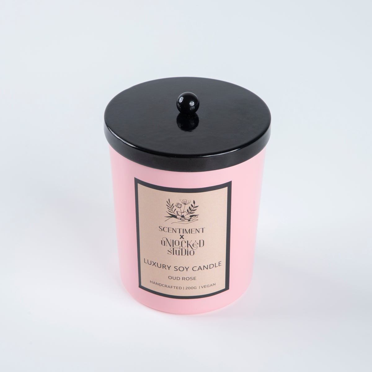 Soy Wax Glass Candle - Oud & Rose