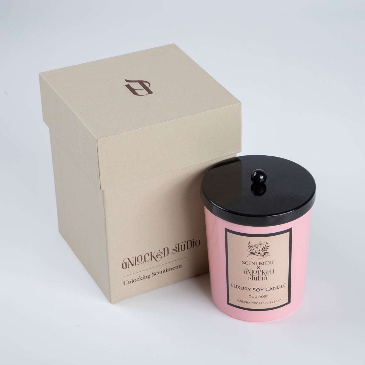 Soy Wax Glass Candle - Oud & Rose