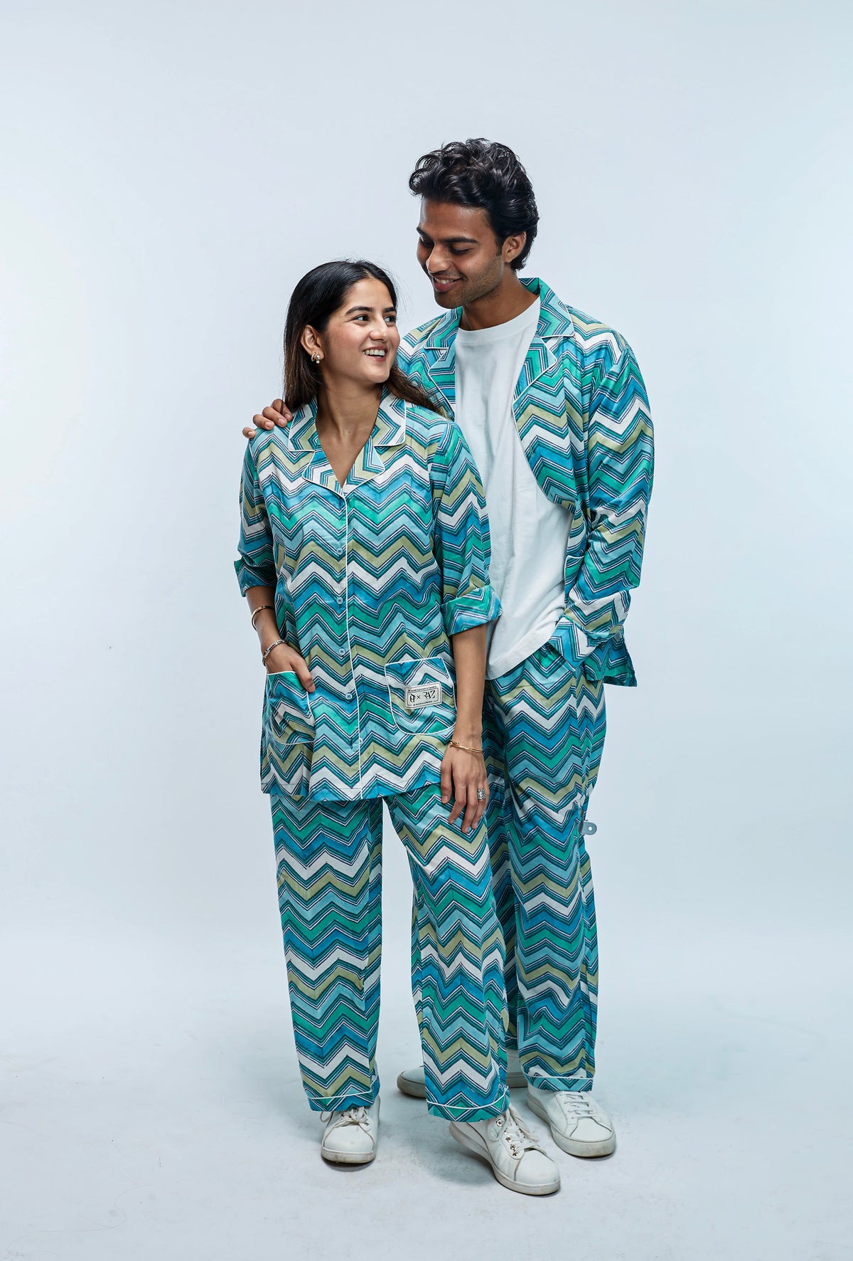 Blue Zig Zag Print Loungewear