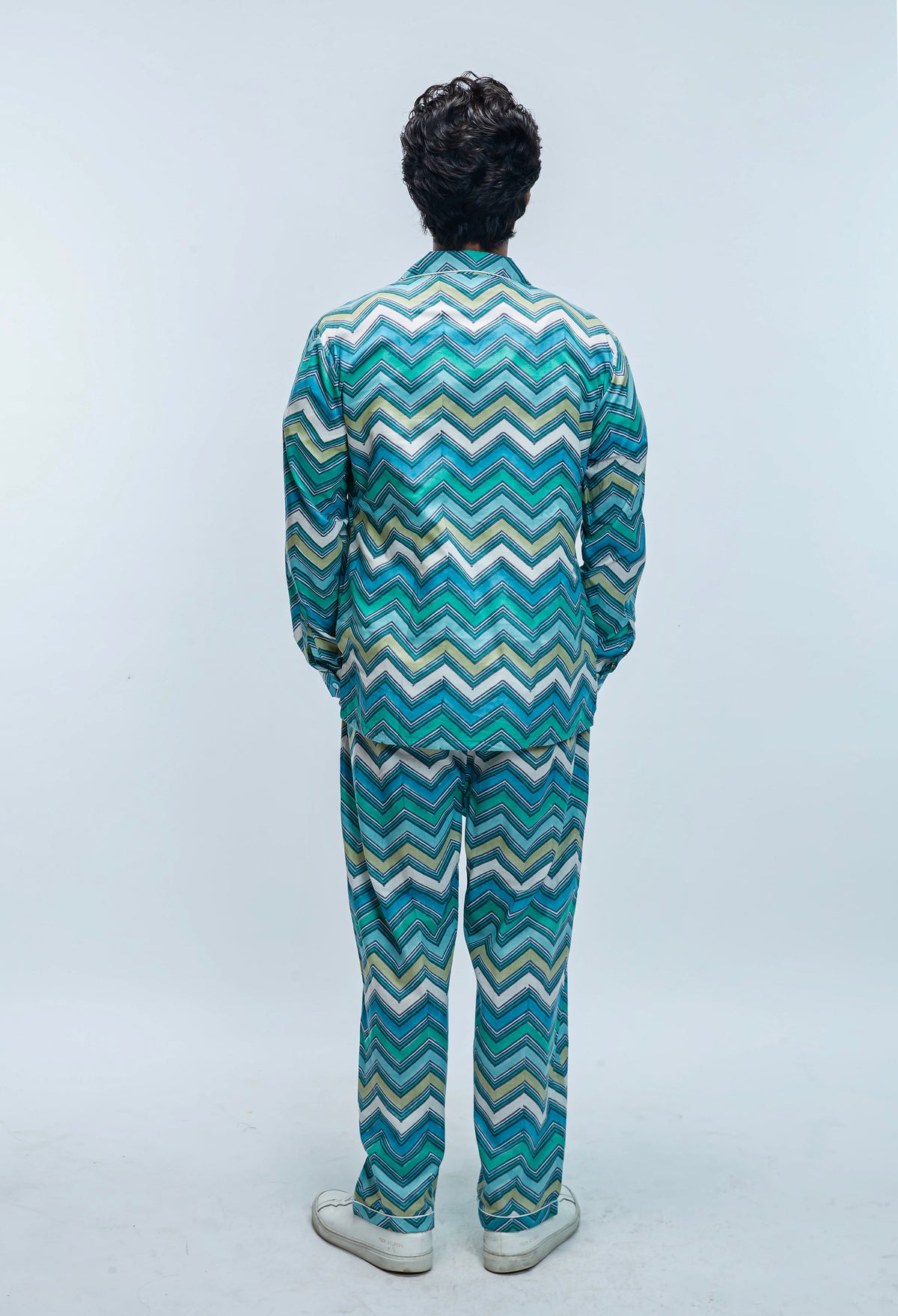 Blue Zig Zag Print Loungewear