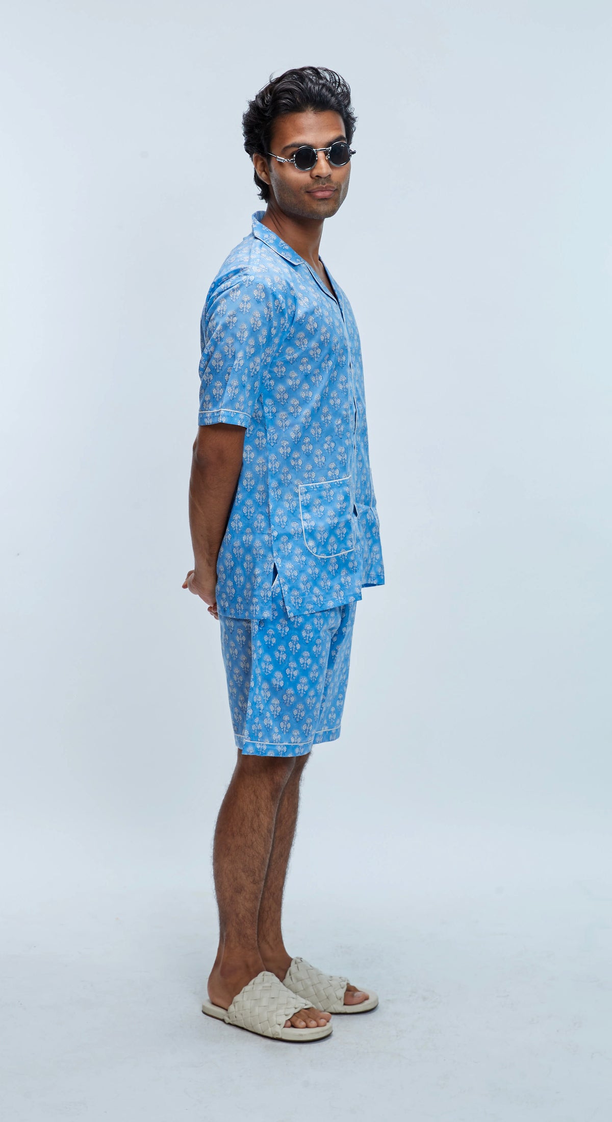 Sky Blue Buti Print Shorts Set