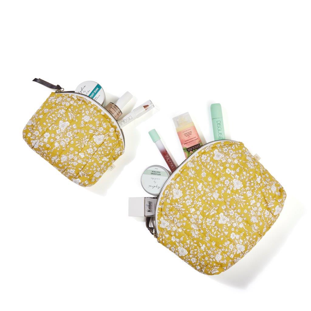 Makeup Bag - Yellow Print (Set of 2)