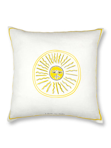 Smirking Sun Cushion Cover - Yellow