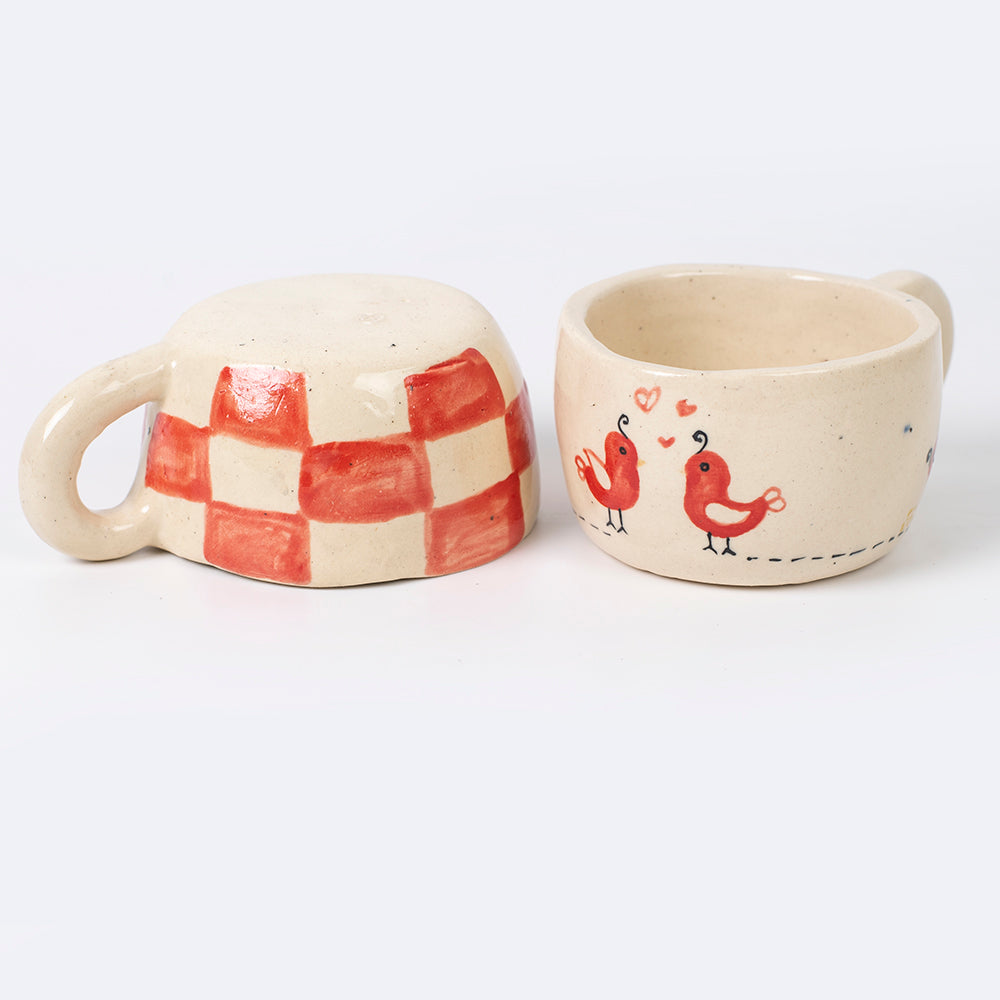 Valentine Birds Ceramic Coffee / Tea Cup (Set of 2)